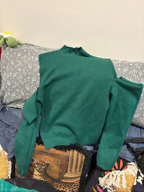 Women's Green Mock Neck Sweater